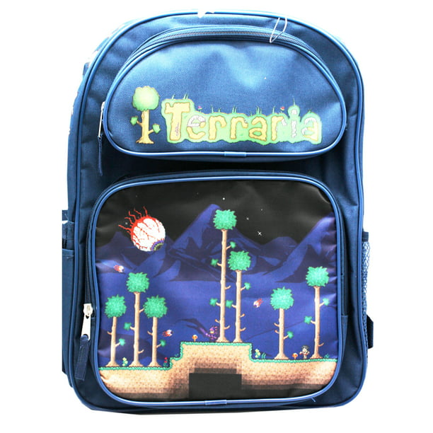 Licensed Terraria Boys 16" inches Large Blue School Roller Backpack NEW